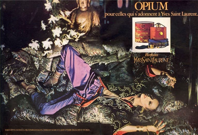 Yves Saint Laurent Jerry Hall, Opium Perfume, 1977